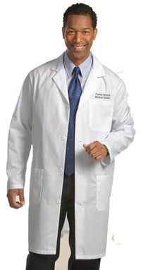 Fashion Seal Men's White Lab Coat, 65% Polyester / 35% Cotton, 3 Pockets, Staff Length 54"