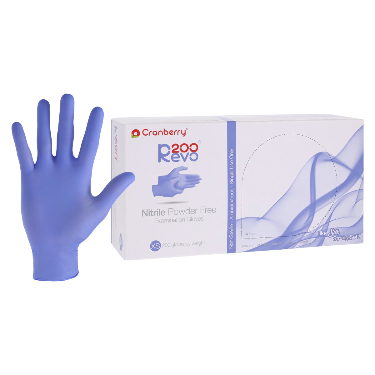 Cranberry Revo200® Nitrile Exam Gloves, Powder Free, Latex Free, Extra Small, Dark Blue, 200/Box, CR3205
