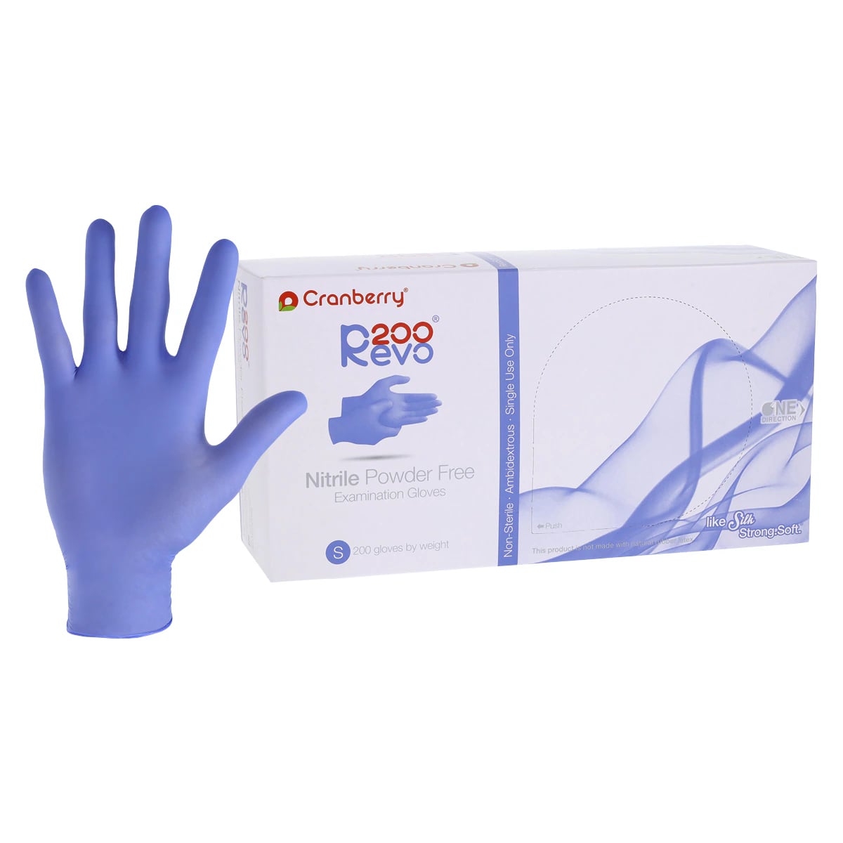 Cranberry Revo200 Nitrile Examination Gloves, Powder-Free, Latex-Free, Small, Dark Blue, 200/Box, CR3206