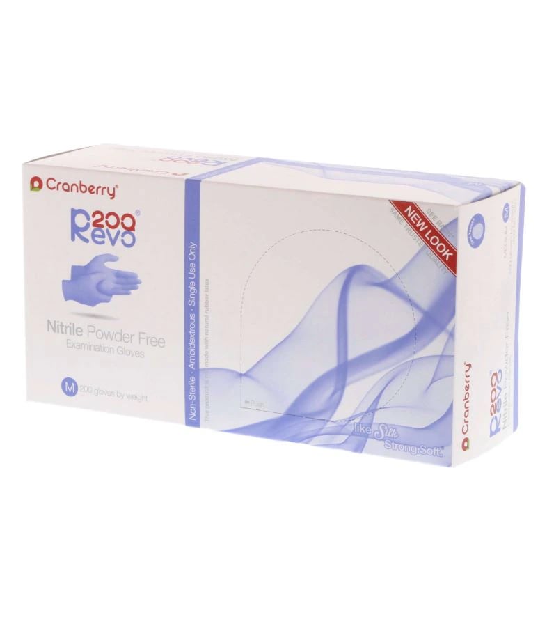 Cranberry Revo200 Nitrile Examination Gloves, Powder-Free, Latex-Free, Medium, Dark Blue, 200/Box, CR3207