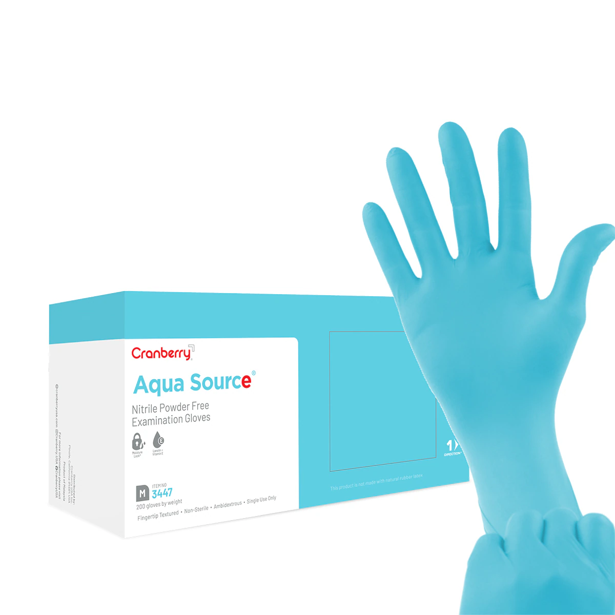Cranberry Aqua Source® Nitrile Exam Gloves, Powder Free, Non-Sterile, Extra Large, Aqua, 200/Box, CR3449