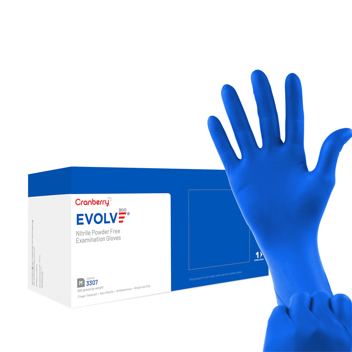 Cranberry Evolve300™ Powder-Free Nitrile Examination Gloves, Extra Small, Royal Blue, 300/Box, CR3305
