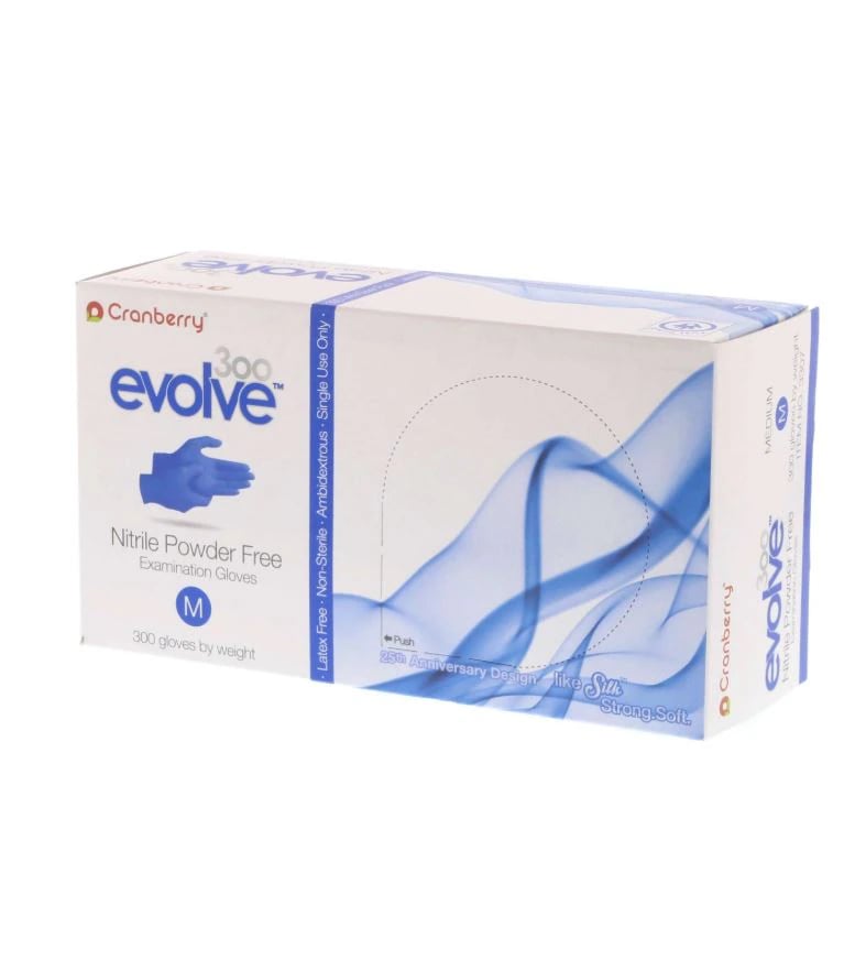 Cranberry Evolve 300 Nitrile Exam Gloves, Powder-Free, Non-Sterile, Medium, Royal Blue, Textured, 300/Box, CR3307