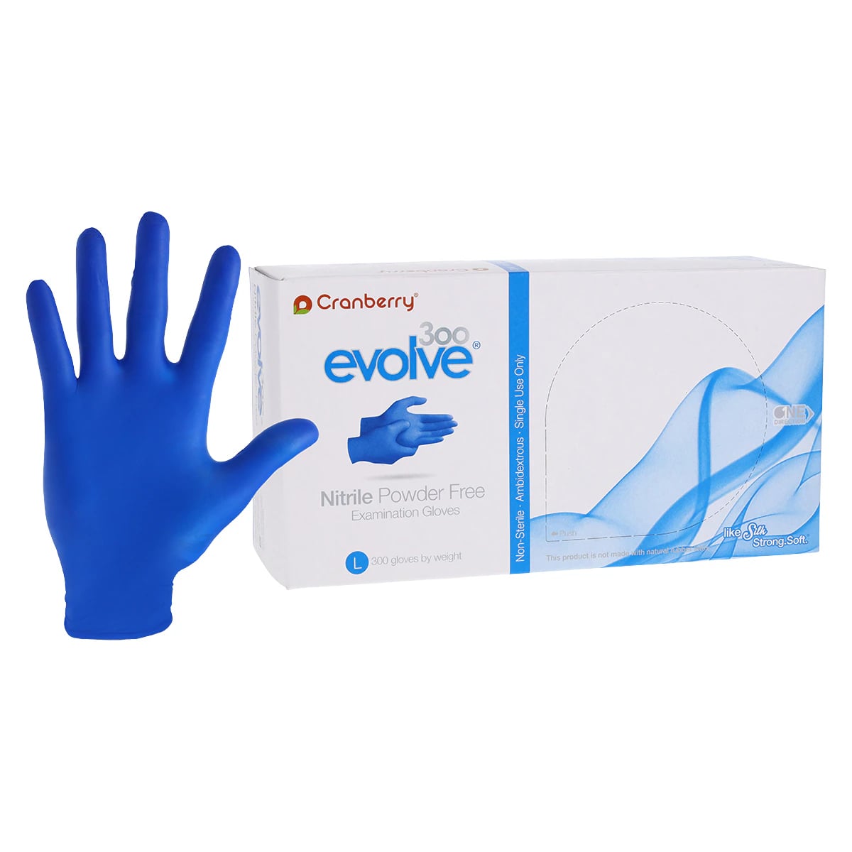 Cranberry Evolve 300 Nitrile Exam Gloves, Powder-Free, Non-Sterile, Large, Royal Blue, 300/Box, CR3308