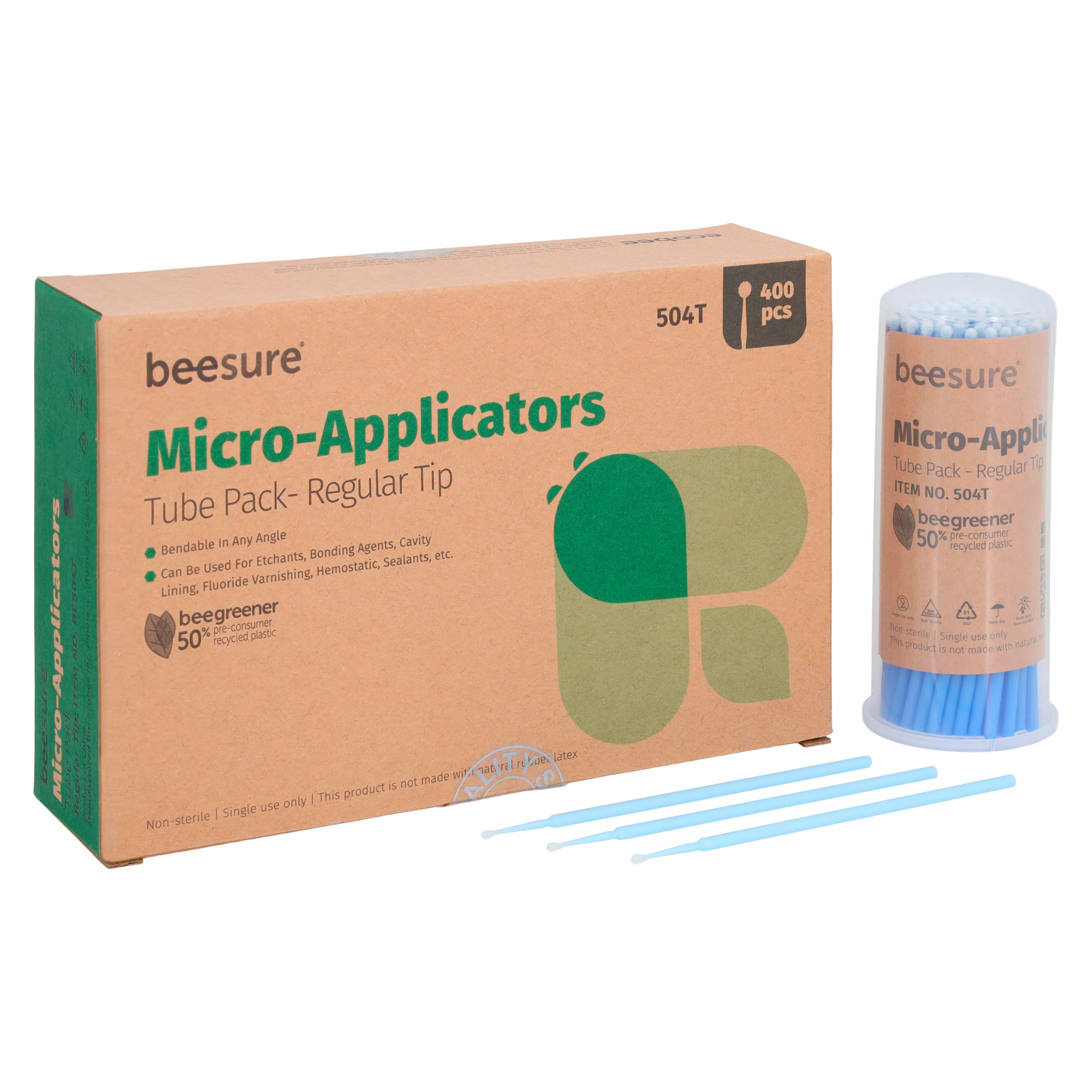 BeeSure Micro-Applicators, Regular Tip, Blue, 2.5mm, Tube Pack, 400/Box, BE504T