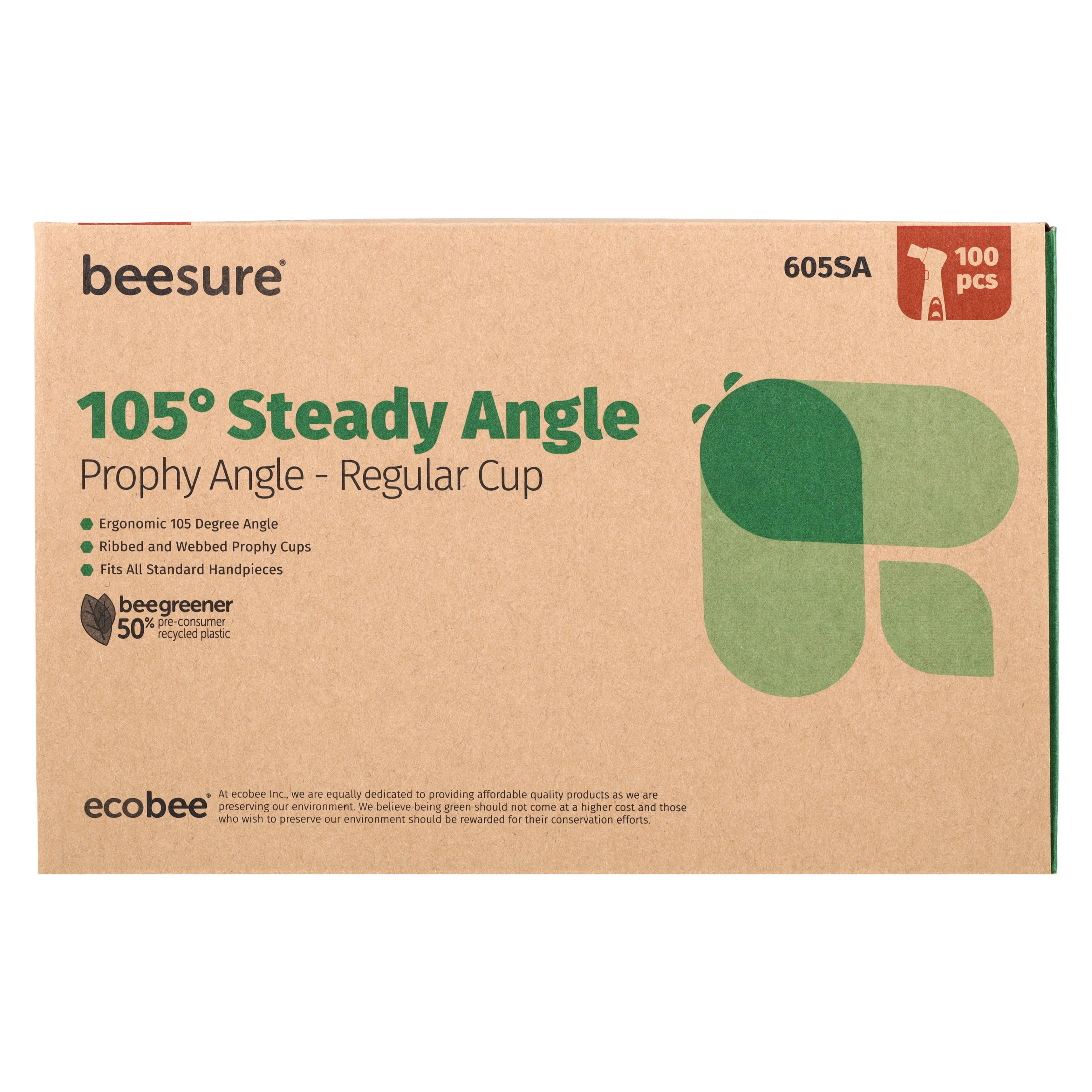 BeeSure 105° Steady Disposable Prophy Angles, Regular White Cup, 100/Box, BE605SA