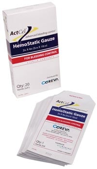 ActCel Hemostatic Gauze Dressing, 2" x 4", Box of 20