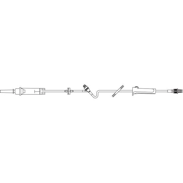 Baxter Continu-Flo IV Solution Set, 10 Drops/mL, 106" Tubing, Male Luer Lock Adapter, Primary Infusion, Roller Clamp, Latex-Free, Sterile, 48/Case