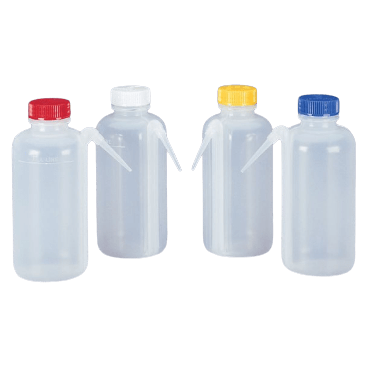 Nalgene Wash Bottle, LDPE, Color Coded, Screw Cap, 16oz/500mL, 4/Package