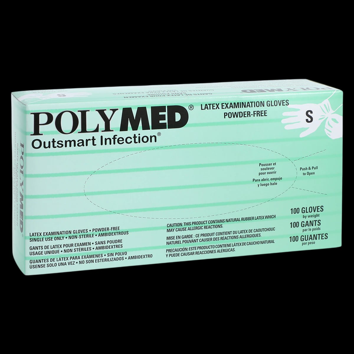 Sempermed Polymed Powder-Free Latex Exam Gloves, Small, 100/Box, PM102