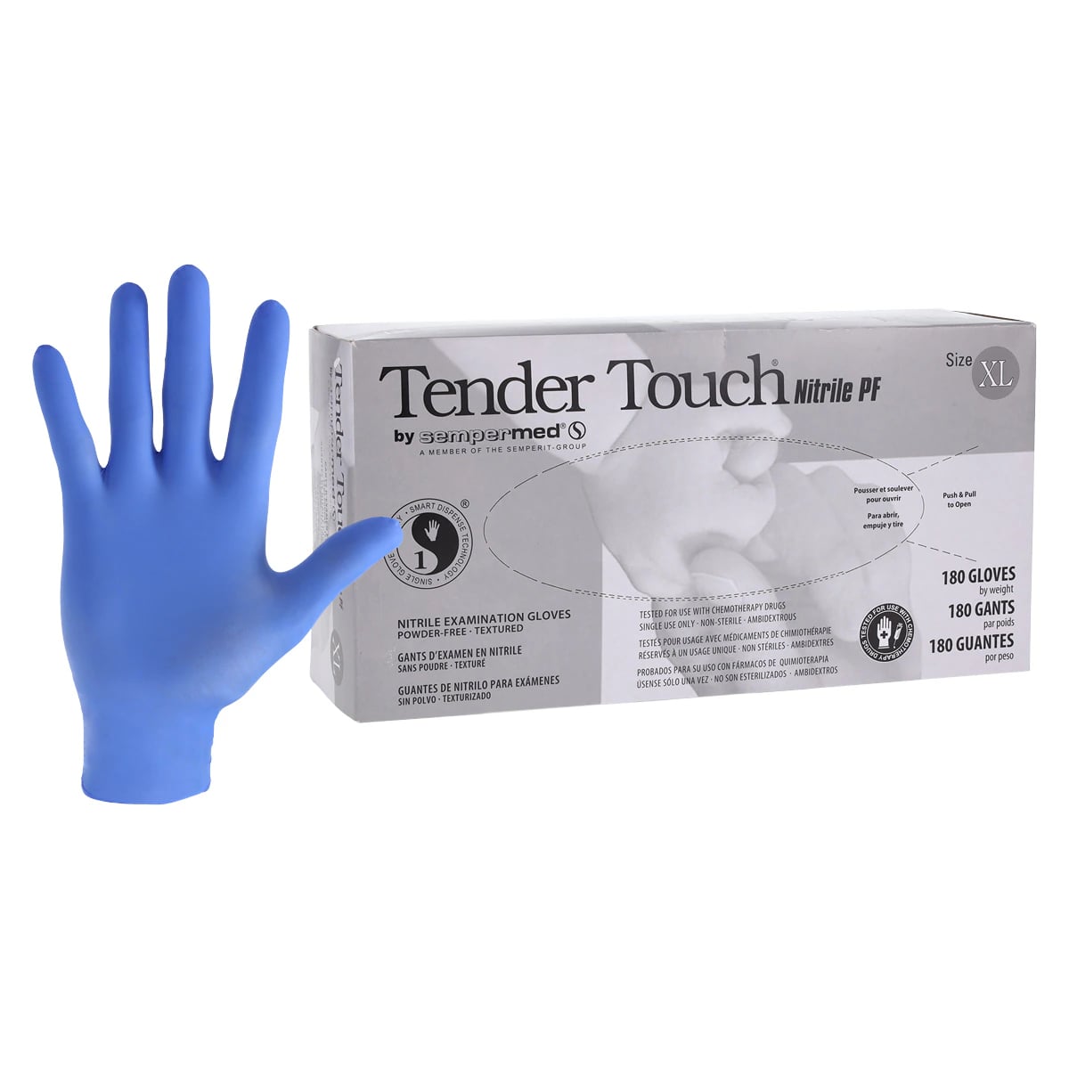 Sempermed Tender Touch Nitrile Exam Gloves, Powder-Free, Textured Fingertips, X-Large, Violet, 180/Box, TTNF205