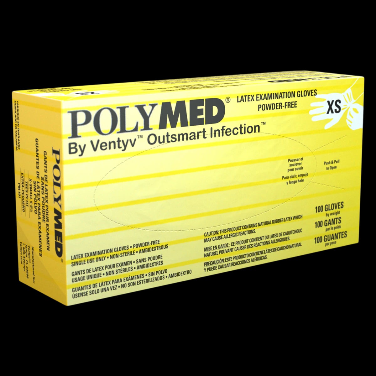 Sempermed Polymed Powder-Free Latex Exam Gloves, Large, 100/Box, PM104