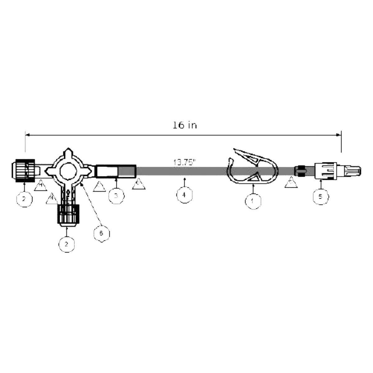 ICU Medical IV Extension Set with 3-Way Stopcock, 16 Inch, Non-DEHP, 50/Case