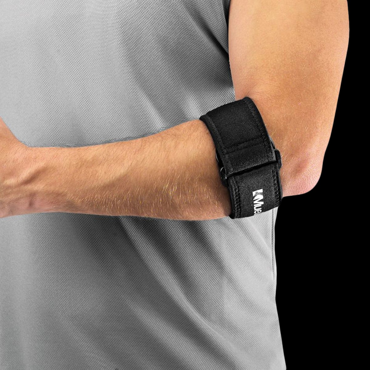 Mueller Sports Medicine Soft Support Tennis Elbow Brace with Gel Pad, One Size, Black