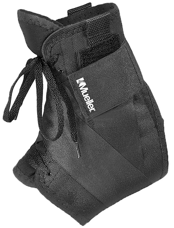 Mueller Sports Medicine Soft Ankle Brace with Strap, Antimicrobial Fabric, Large (Men's 11-13 / Women's 12-14), Black