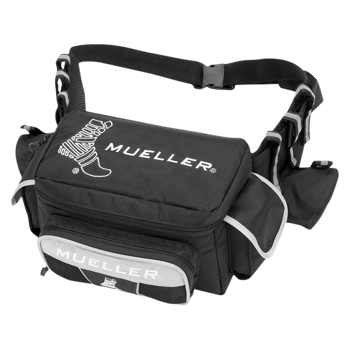 Mueller Sports Medicine Hero Utility Athletic Trainer Waist Bag, 10" x 5" x 5", Black, Zipper Closure, 1.5" Quick Release Belt