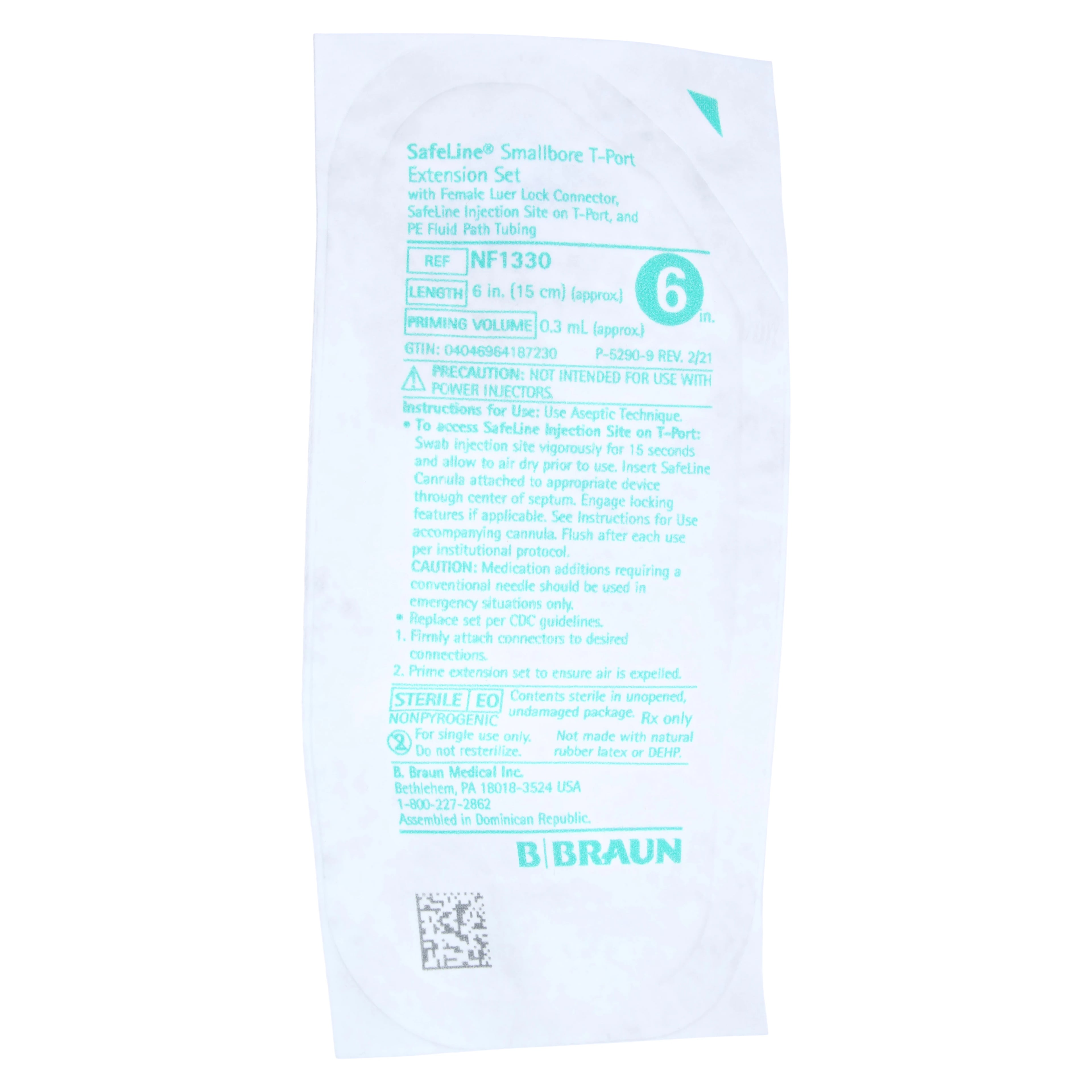 B. Braun Safeline Extension Set, Needleless, Split Septum Injection Site, 6", Female Luer Lock/SPIN-LOCK Male Connector, Primary Infusion Spike, Removable Slide Clamp, T-Port, Sterile, 50/Case