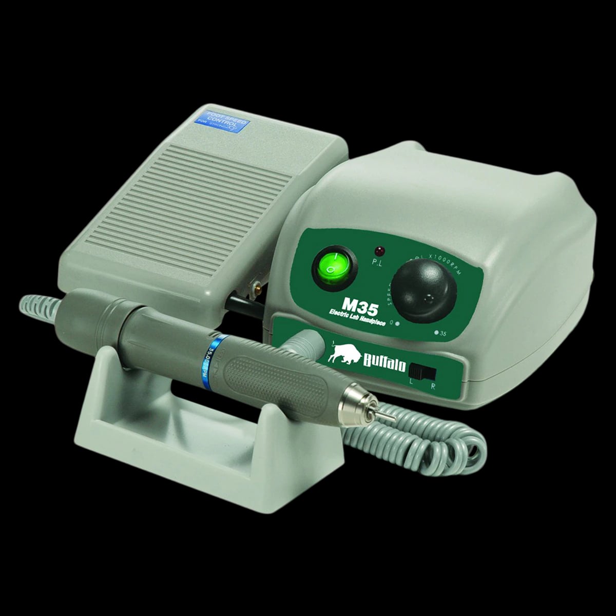 Buffalo Dental M35 Electric Handpiece System, 120V/220V AC, Complete with Console, MG Gray Handpiece, Foot Control, 38120