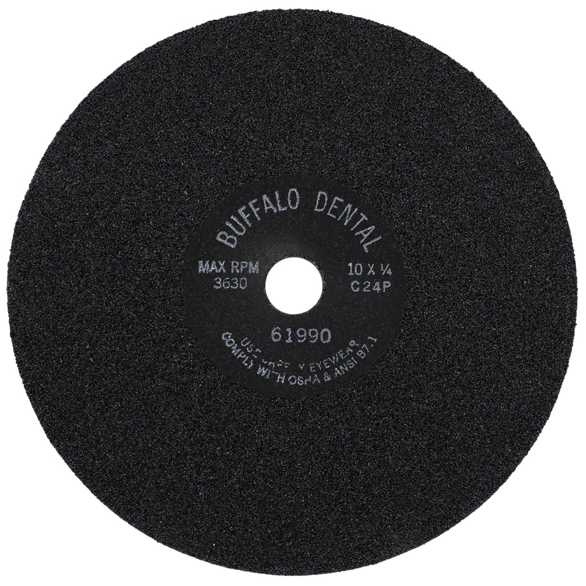 Buffalo Dental Carborundum Model Trimming Wheel, 10" Diameter, Coarse Grit (No. 24), 1" Center Hole, 61990