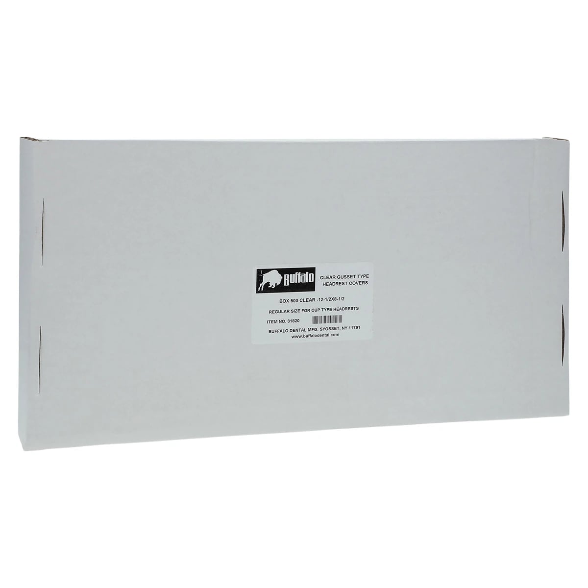 Buffalo Dental Headrest Covers, Regular with Gussets, Clear, 12-1/2" x 8-1/2", 500/Box, 31820