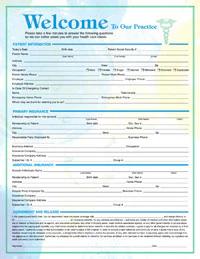 Adult Welcome Form 2-Sided, English, 8.5 in x 11 in, 250/Pk