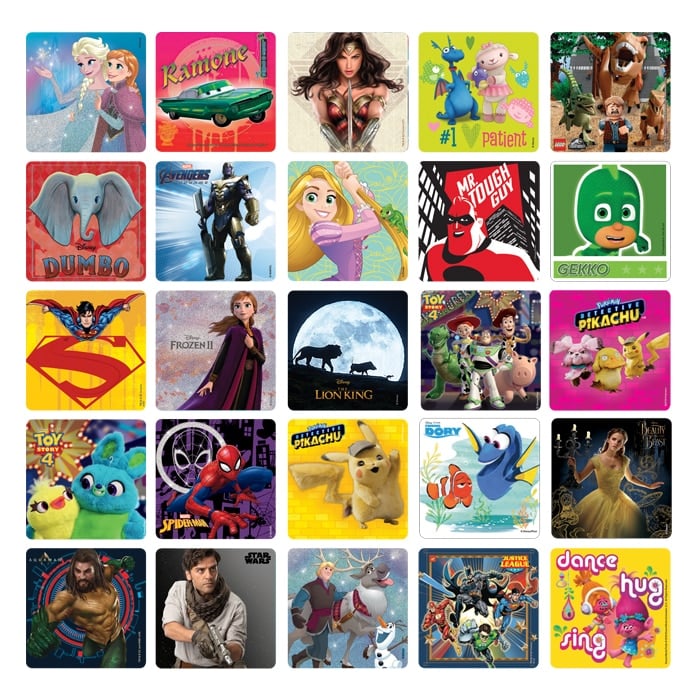 Licensed Character Sticker Assortment, 2.5 in, 2500/Package