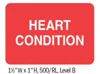 Label Chart Heart Condition, 1" x 1-1/2", 500/Roll