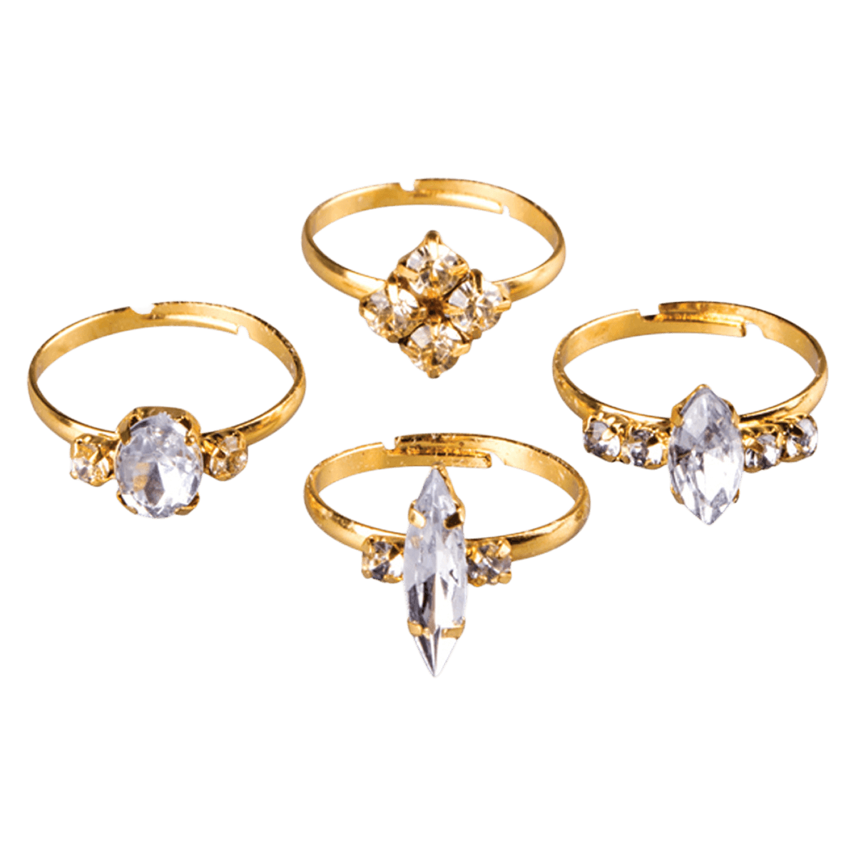Sherman Specialty Diamond Rings, Assorted Styles and Colors, Adjustable Bands, 48/Box