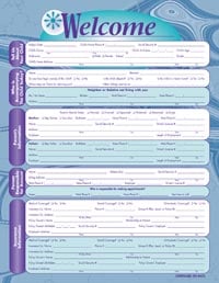 Child Welcome Form 2-Sided, Blue/White Wave Lines, English, 8.5 x 11 in, 100/Box