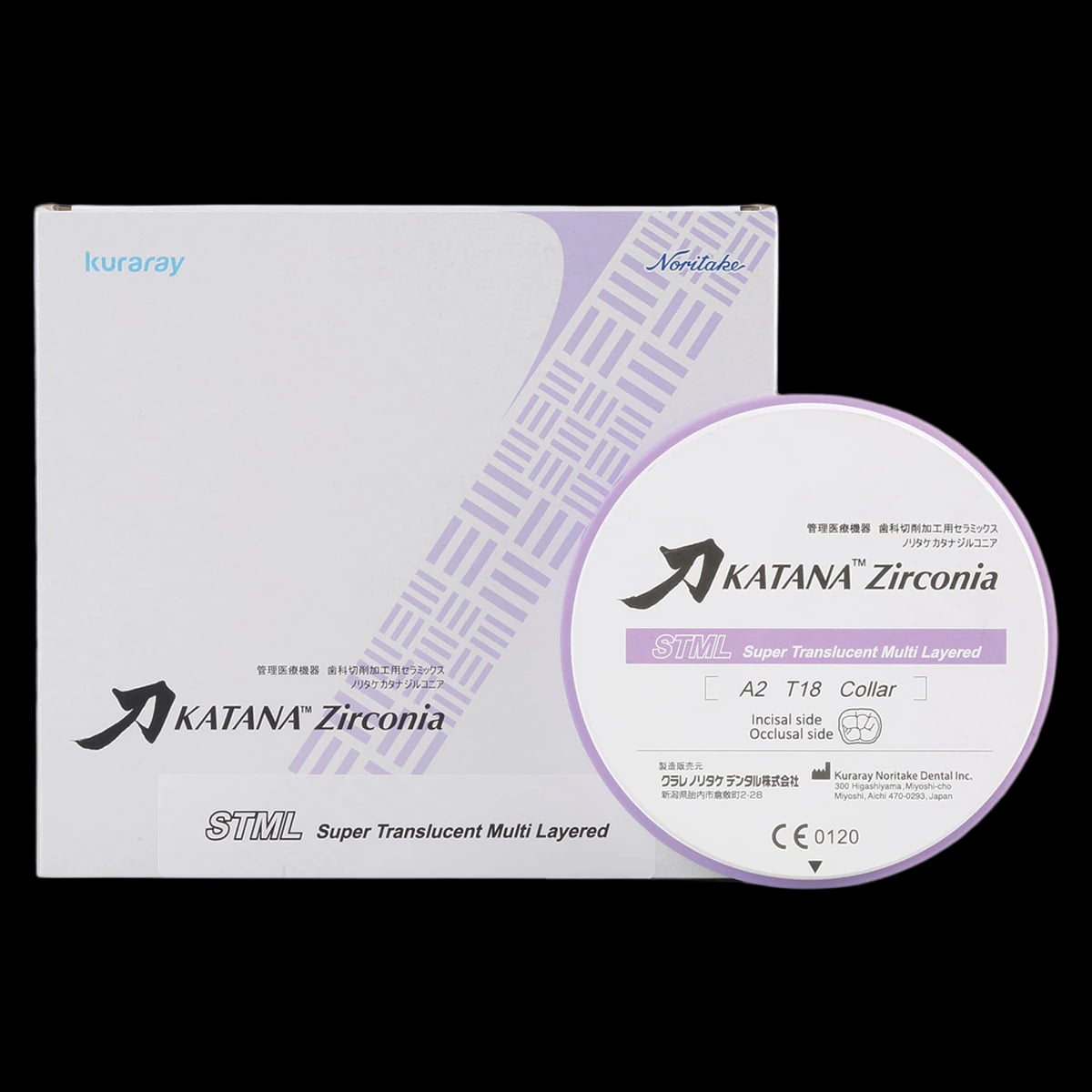 KATANA™ Zr STML Zirconia Disc, A1 Collar, 98.5 mm Diameter x 22 mm Thickness, 1/Pkg
