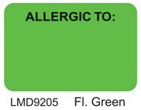 Label Chart Allergic Green, 1"x1.5", 500/Roll
