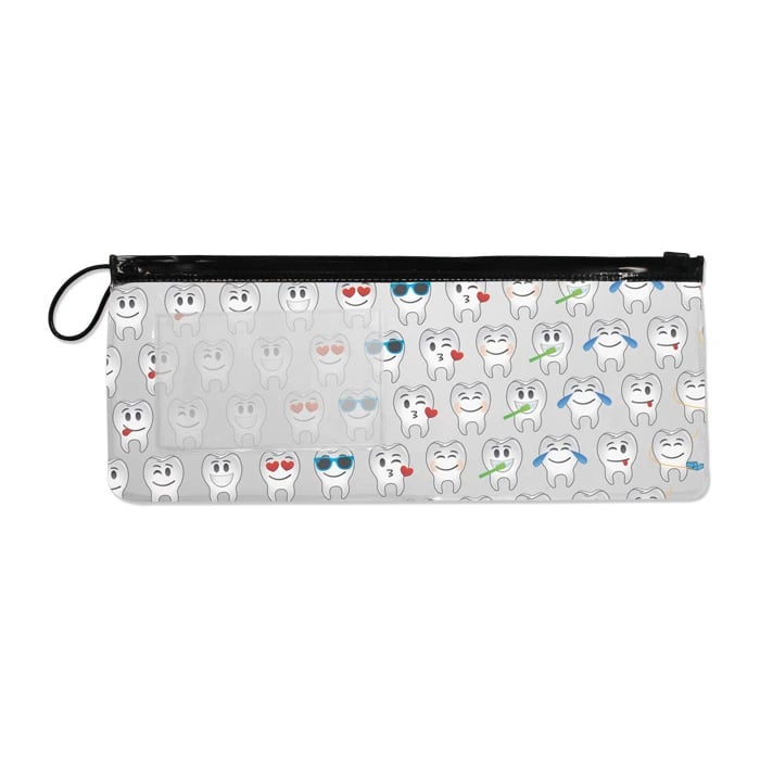 Emolarcon Scatter Pouch, 10" x 4", Tooth Emoji Design, Clear Vinyl, 144/Pack, S11138