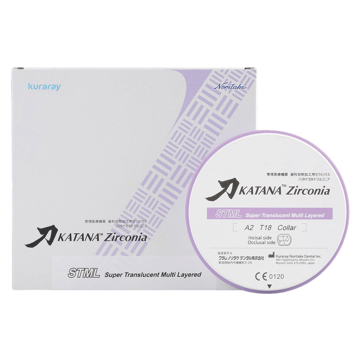 KATANA™ Zr STML Zirconia Disc, A4 Collar, 98.5mm Diameter x 22mm Thickness, 1/Pkg