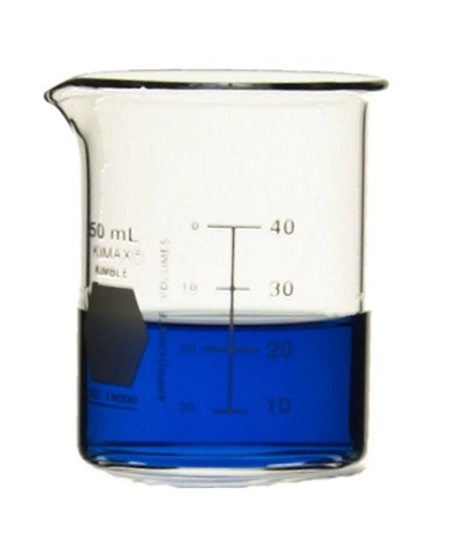 Kimax Griffin Beaker, Borosilicate Glass, 50 mL, Graduated, Beaded Top, Box