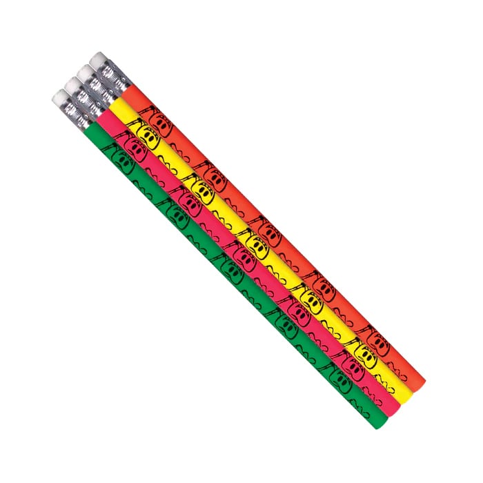 Sherman Specialty Neon Tooth Pencils, Assorted Neon Colors, Smiley Tooth Design, 7.5", 48/Pk, SS05