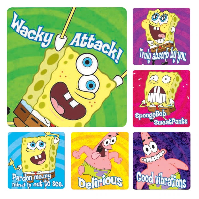 Sherman Specialty SpongeBob SquarePants Stickers, 2.5" Assorted Designs, 100 per Roll, PS346