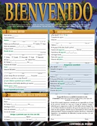 Adult Spanish Welcome Form, 2-Sided, 8.5 in x 11 in, 100/Package