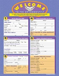 Child Ortho Welcome Form 2-Side, Registration, English, Purple, 8.5 in x 11 in, 100/Box