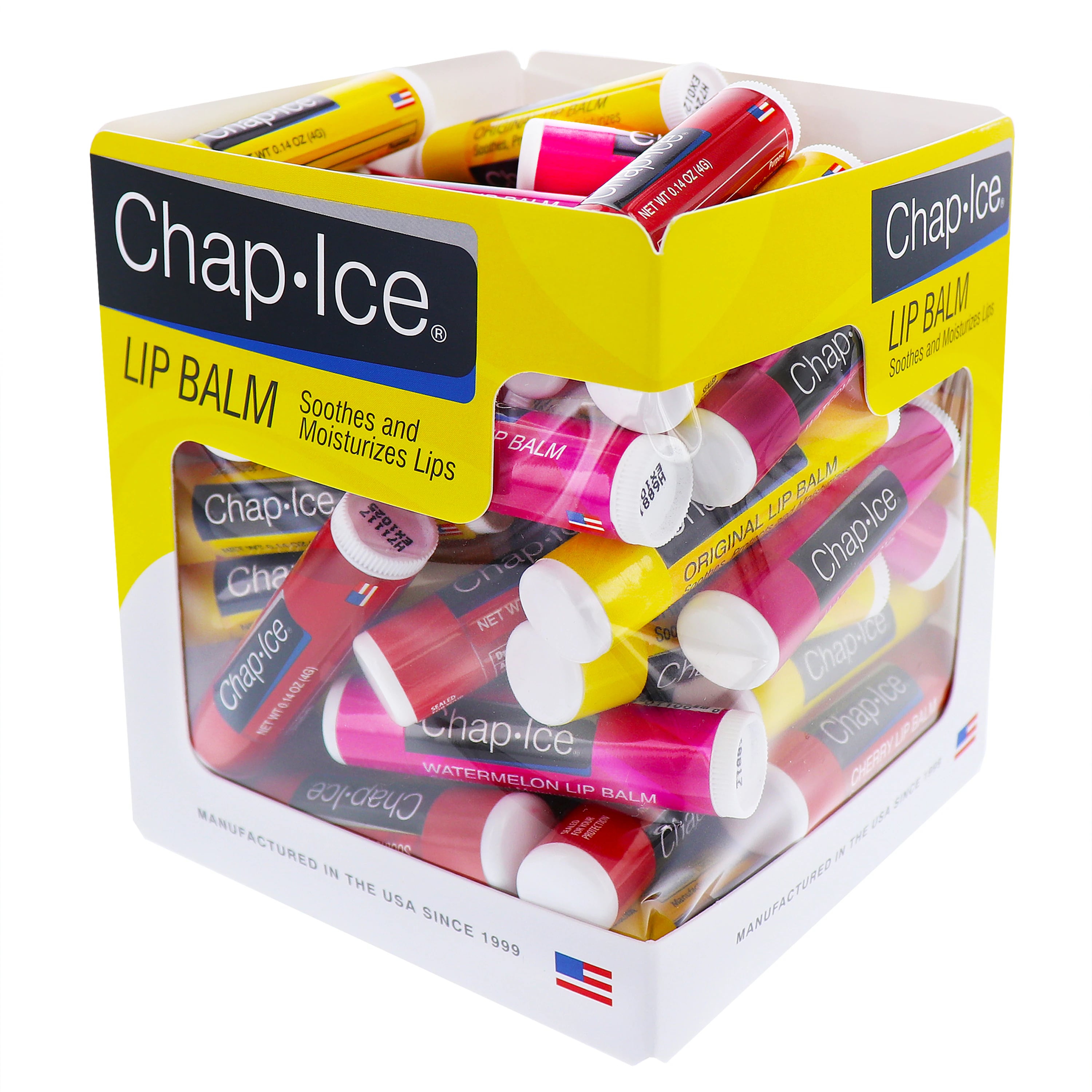 Chap-Ice Assorted Full-Size Lip Balm Sticks, 4.25g Each, 60/Box
