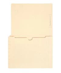 End Tab Folder with Full Back Pocket, 11 Pt Manila, Letter Size, Semco Compatible, 50/Box
