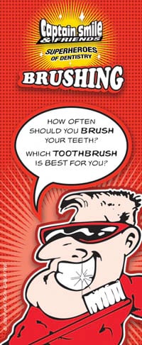 Captain Smile & Friends Brushing Brochure, 4 Panels, English, 3.5 in x 8.5 in, 50/Package