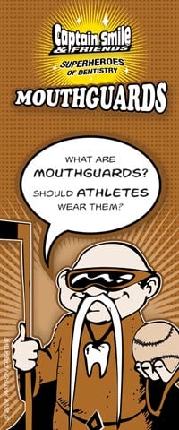 Captain Smile & Friends Brochure Mouthguards, 4 Panels, English, 3.5 in x 8.5 in, 50/Package