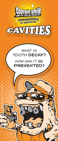 Captain Smile & Friends Cavities Brochure, 4-Panel, English, 3.5 in x 8.5 in, 50/Pk