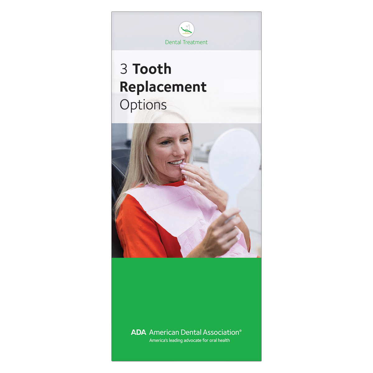American Dental Association Patient Education Brochure, 3 Tooth Replacement Options, 12 Panels, English, 50/Package, W29324