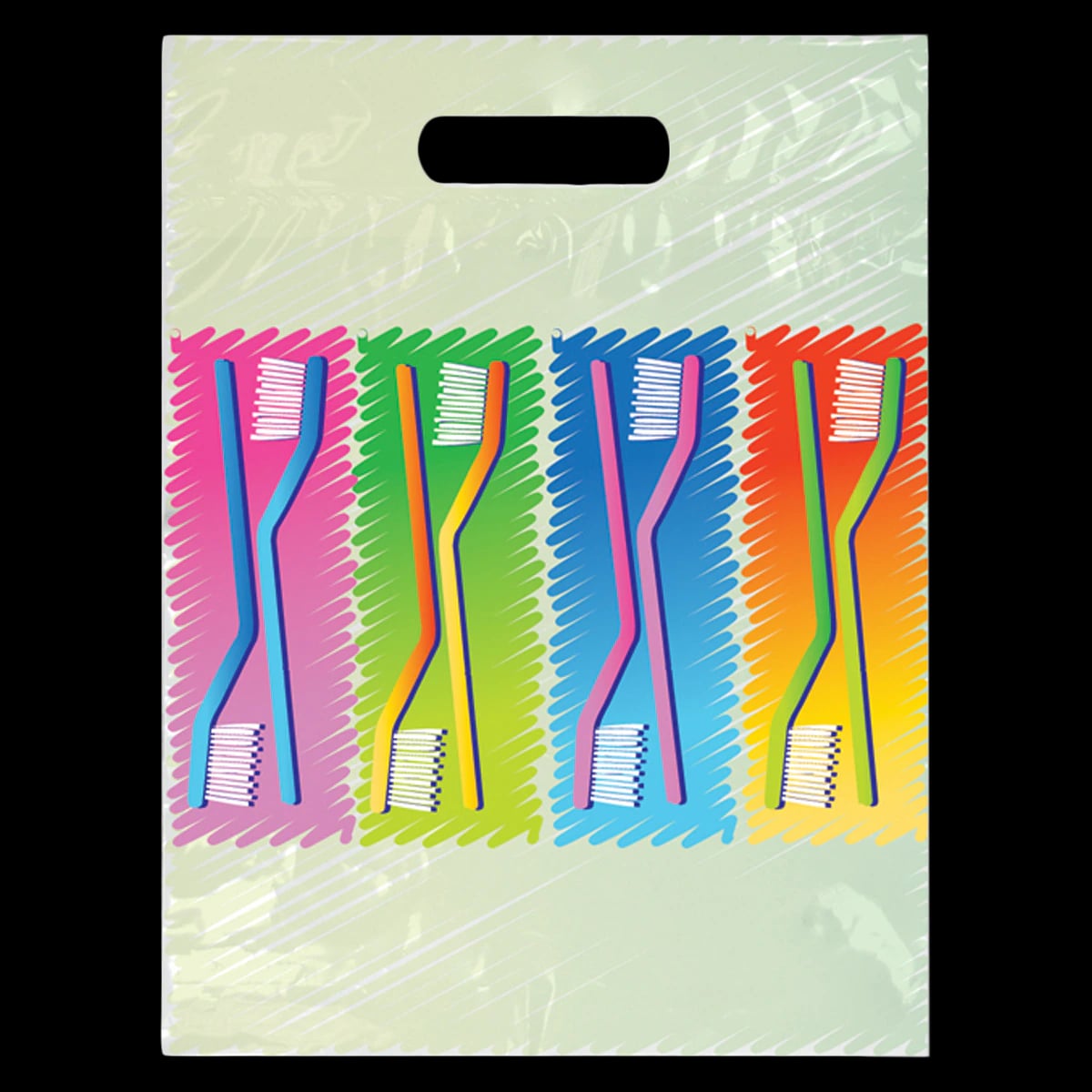 Sherman Specialty Neon Brushes Full Color Patient Bags, 9" x 13", 250/Pkg, 99F9
