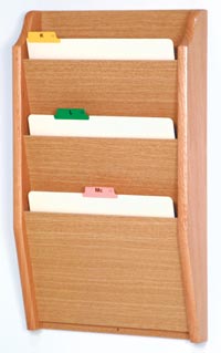 Chart Holder, 3-Pocket, Light Oak, 14x24x3.75 in, Each