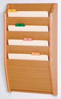 Chart Holder, 4-Pocket, Light Oak, 14x24x3.75 in, Each