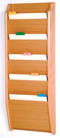 Chart Holder, 5-Pocket, Light Oak, 14x36x3.75 in, Each