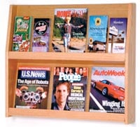 Wooden Mallet Slope Wall Literature Display, 12 Pockets, Light Oak, 28.25 in x 24.5 in x 4.75 in