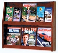 Wooden Mallet Slope Wall Literature Display, 12 Pockets, Mahogany Wood, 28.25 in x 24.5 in x 4.75 in
